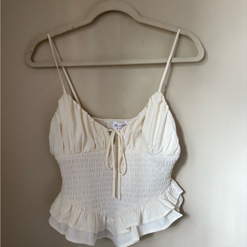 One Clothing Cream Ruffled Camisole
